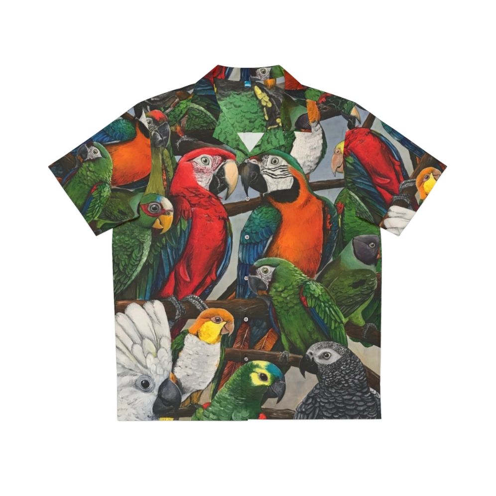 Vibrant tropical bird Hawaiian shirt with colorful parrot and nature motifs