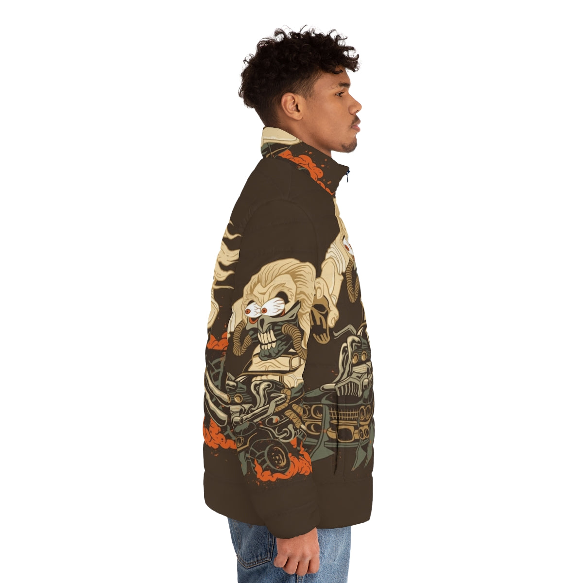 Immortan Joe inspired puffer jacket with Rat Fink design - men side right