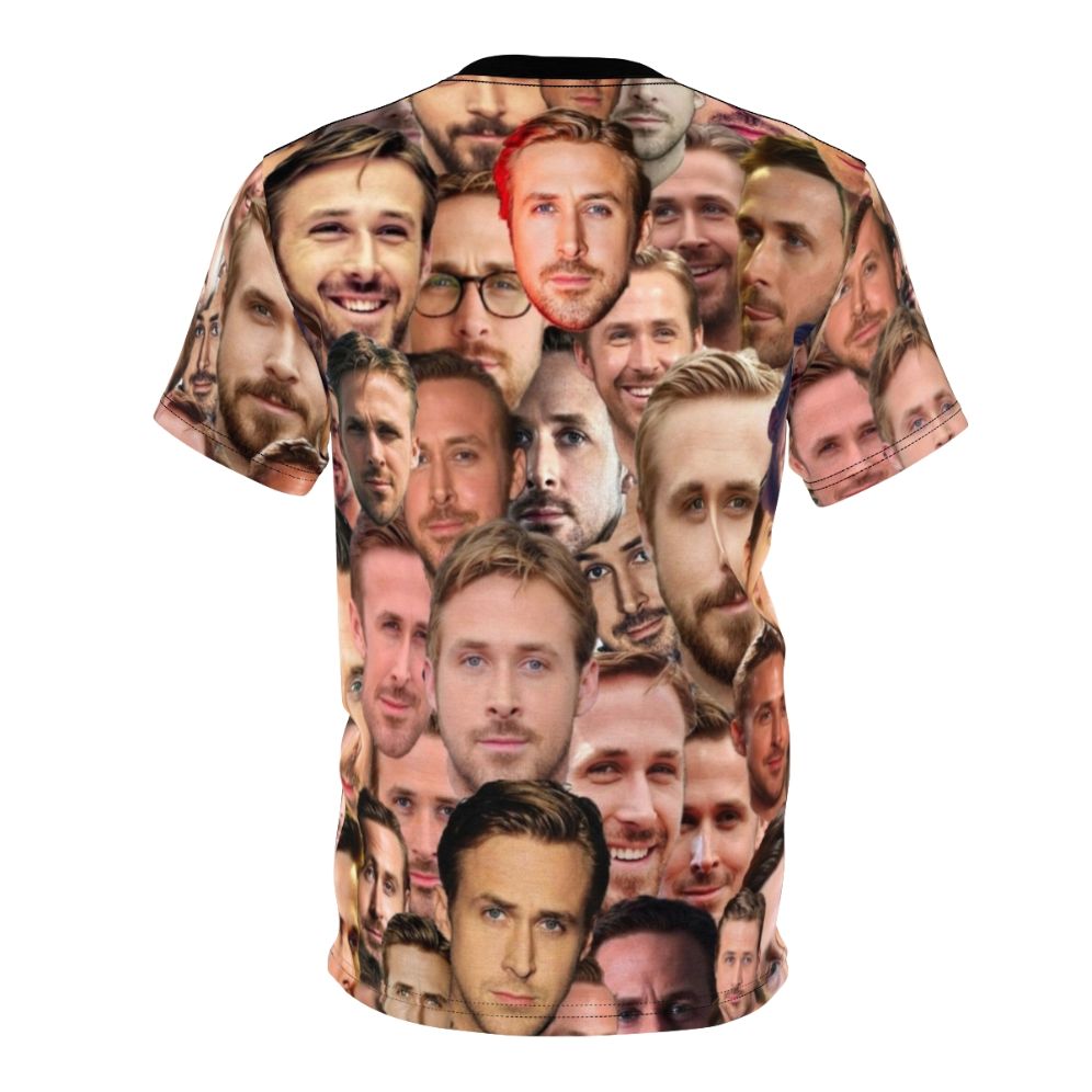 Fashionable AOP T-shirt featuring an artistic design of actor Ryan Gosling's face and head - Back