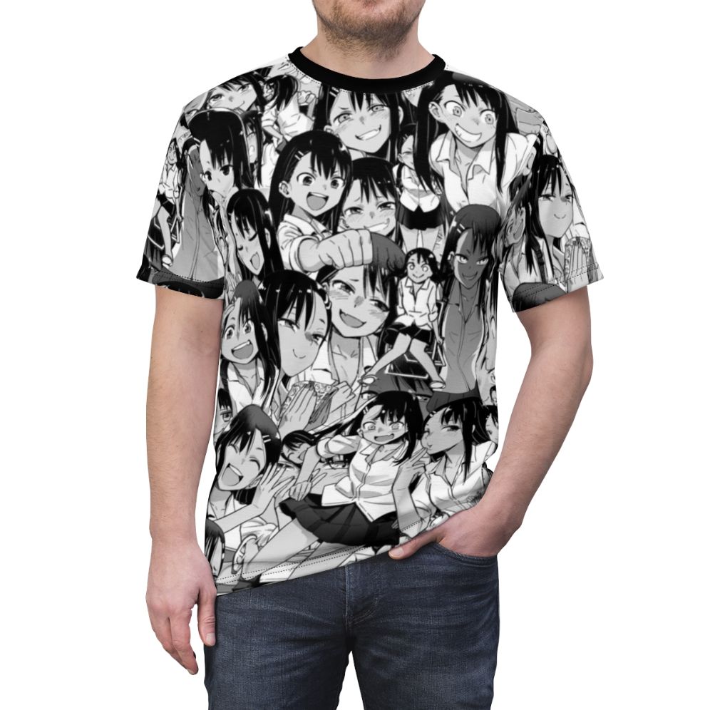 Nagatoro-inspired bully t-shirt design featuring a smug, sadistic expression - men front