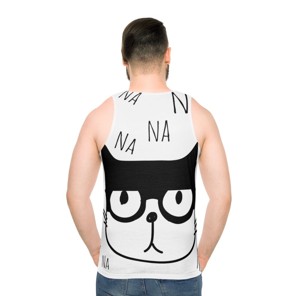 Superhero cartoon cat unisex tank top - men back