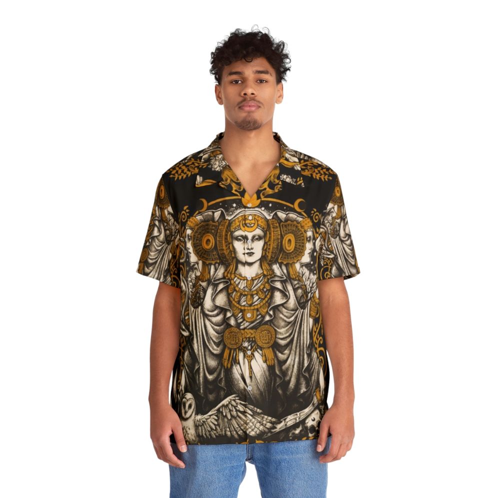 Iberian Hecate Hawaiian Shirt featuring hecate goddess and medusa art - People Front