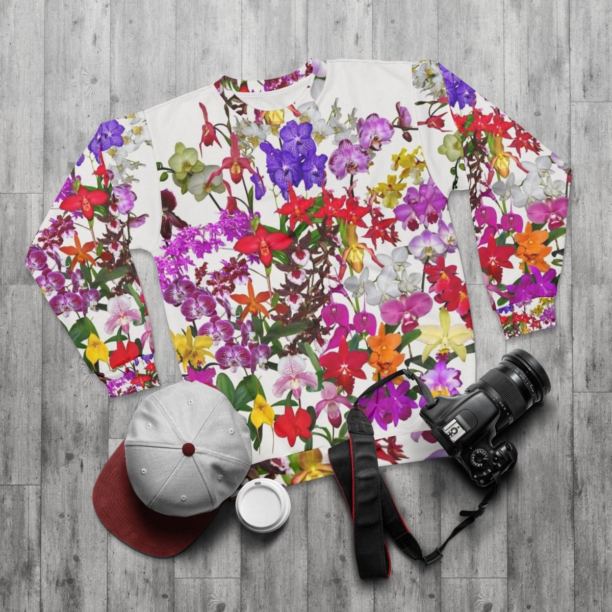 Orchid Celebration Floral Sweatshirt - flat lay