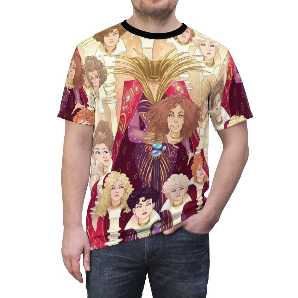 Retro AOP t-shirt featuring Princess Mombi from the 1980s fantasy film Return to Oz - men front