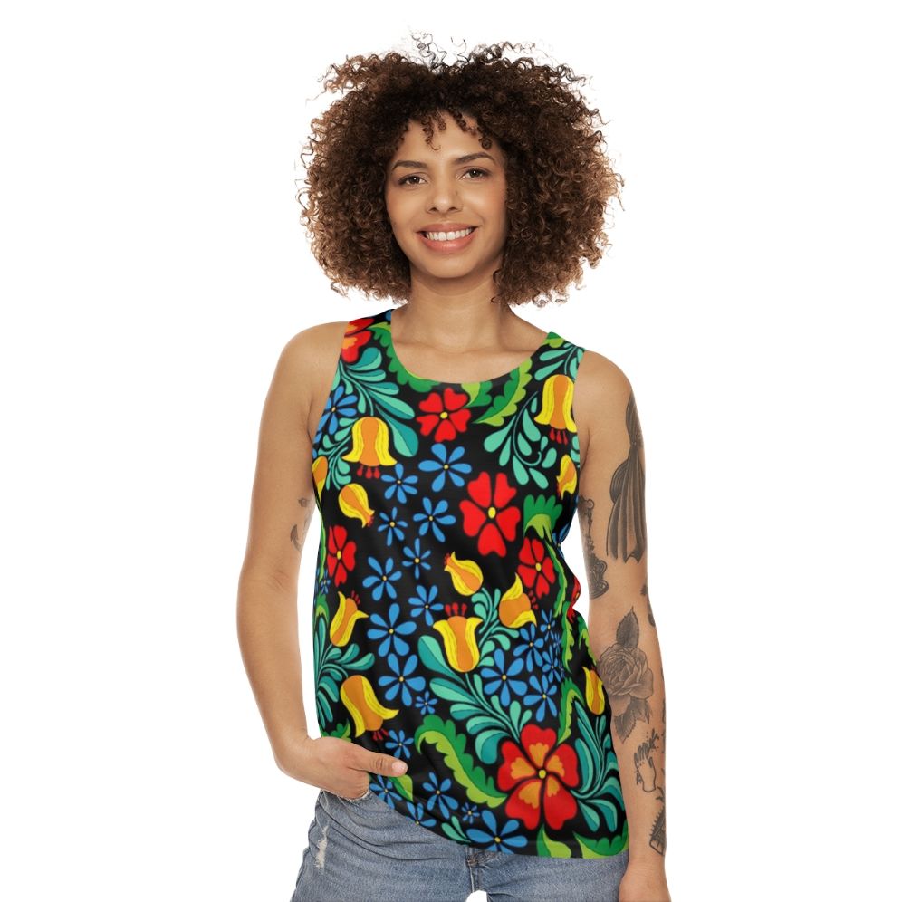 Seamless ethnic mexican tank top with traditional patterns - women