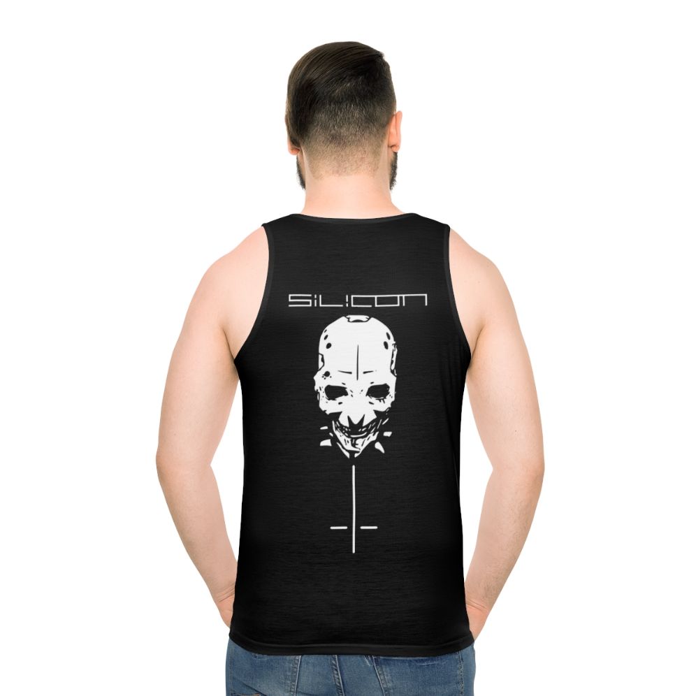 Sidonia no Kishi Unisex White Tank Top with Blame Logo - men back