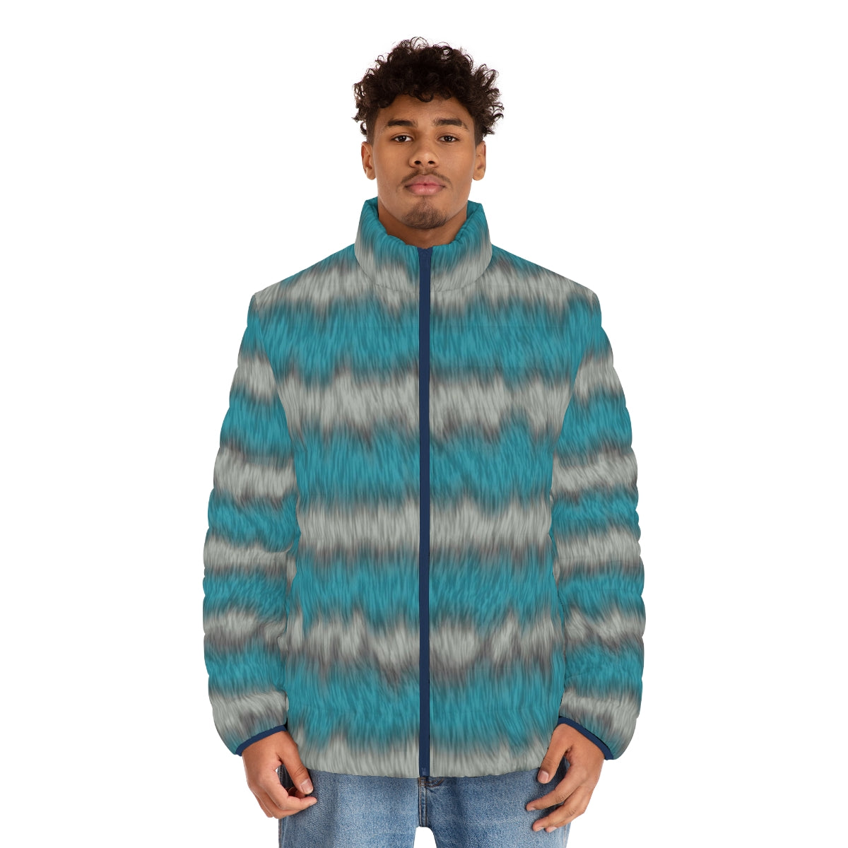 Cheshire Cat Striped Puffer Jacket - men front