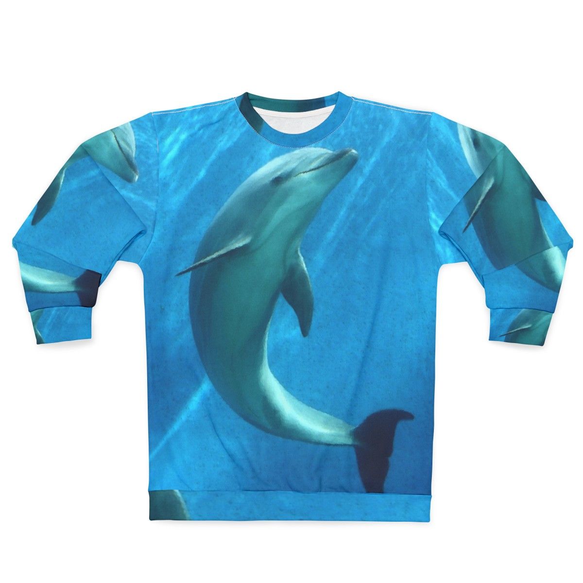 Colorful dolphin fantasy graphic on a modern sweatshirt