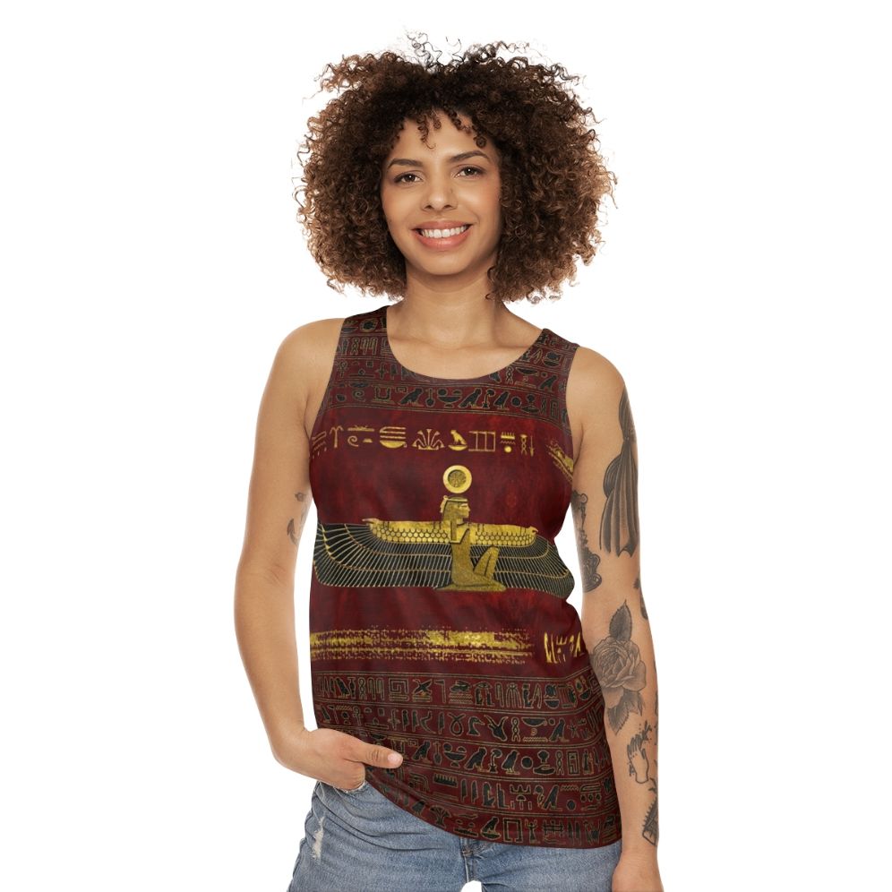 Unisex tank top with ancient Egyptian gold ornament design - women