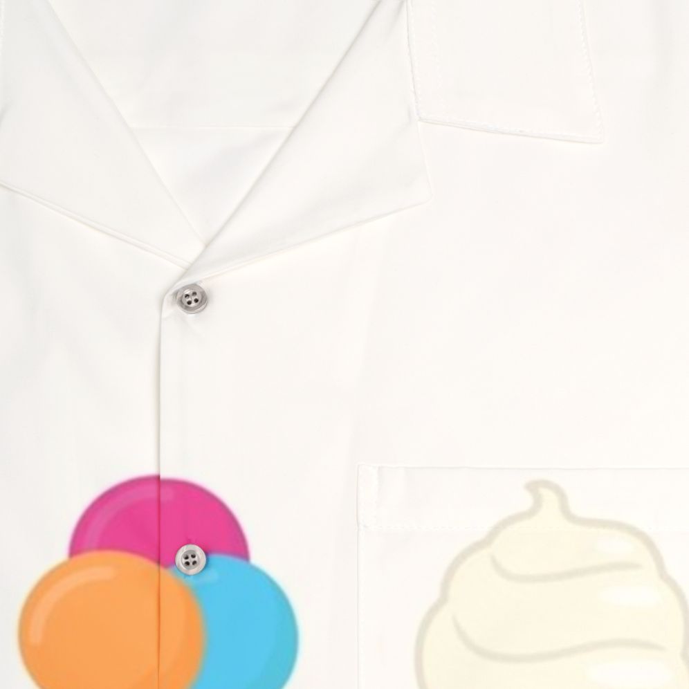 Colorful Hawaiian shirt with ice cream, popsicle, and frozen dessert print - Detail