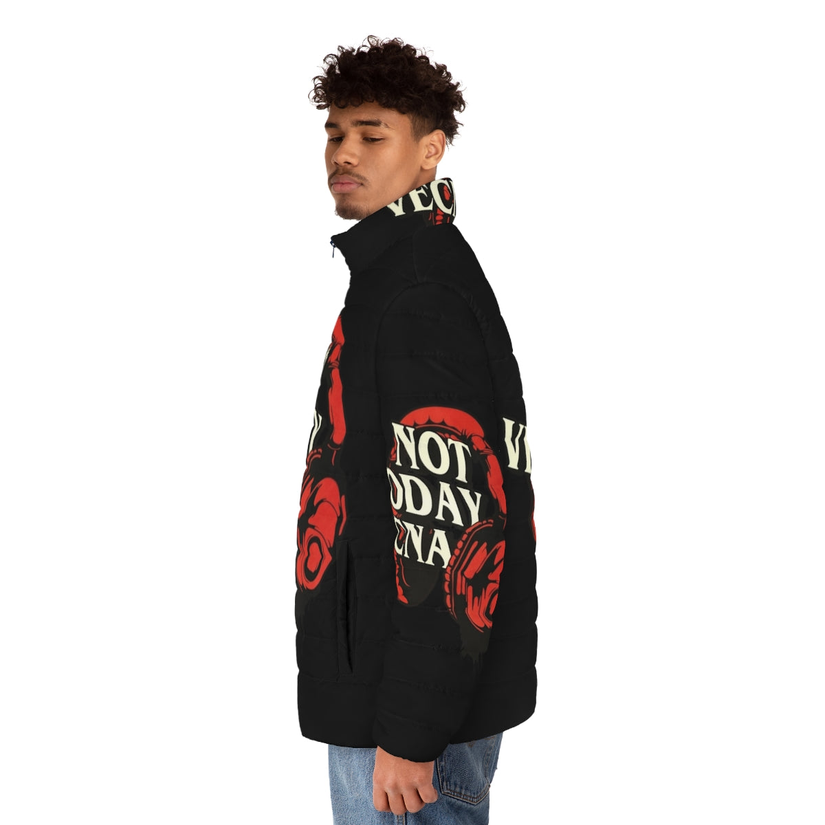 Stranger Things "Not Today Vecna" Retro Puffer Jacket - men side left