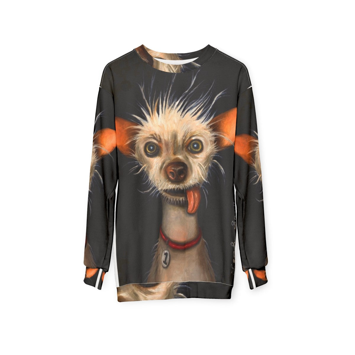 Ugly Dog Sweatshirt with Funny and Goofy Chihuahua or Chinese Crested Design - hanging