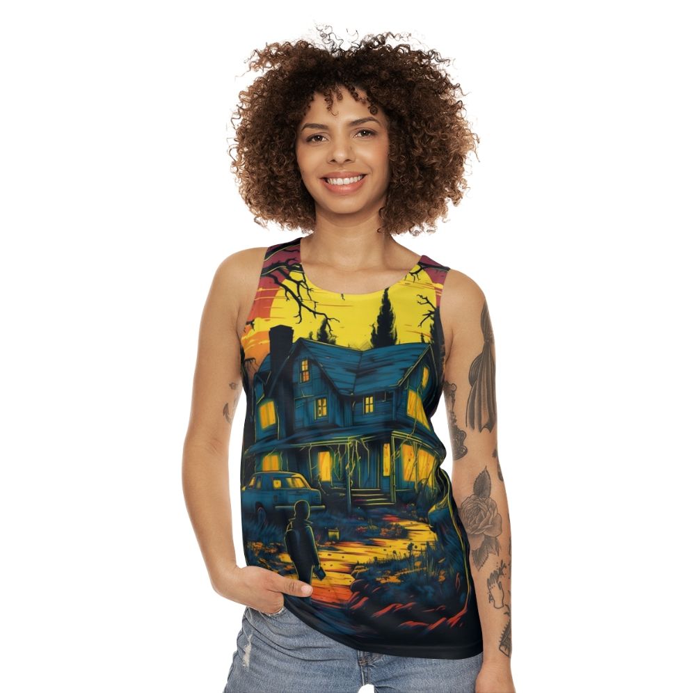 Vecna Manor Unisex Tank Top featuring Stranger Things inspired design - women