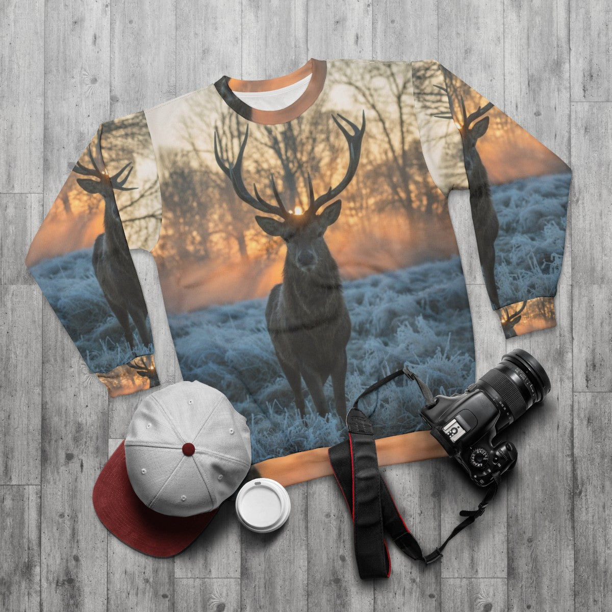 Legendary Stag Sweatshirt - Scottish Highlands Hunting Wildlife - flat lay