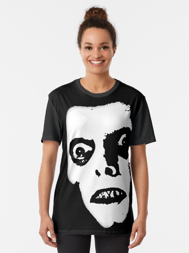 Pazuzu face graphic t-shirt, exorcist horror movie reference - Women