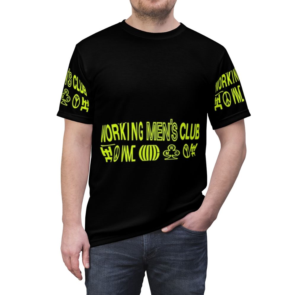 Indie music graphic t-shirt with working men's club design for music enthusiasts - men front