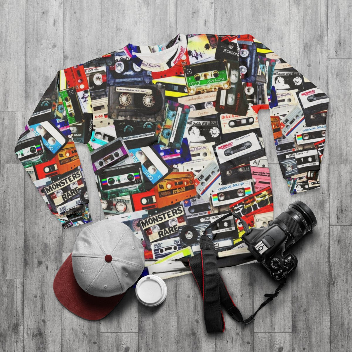 Vintage Cassette Tape Sweatshirt - flat lay