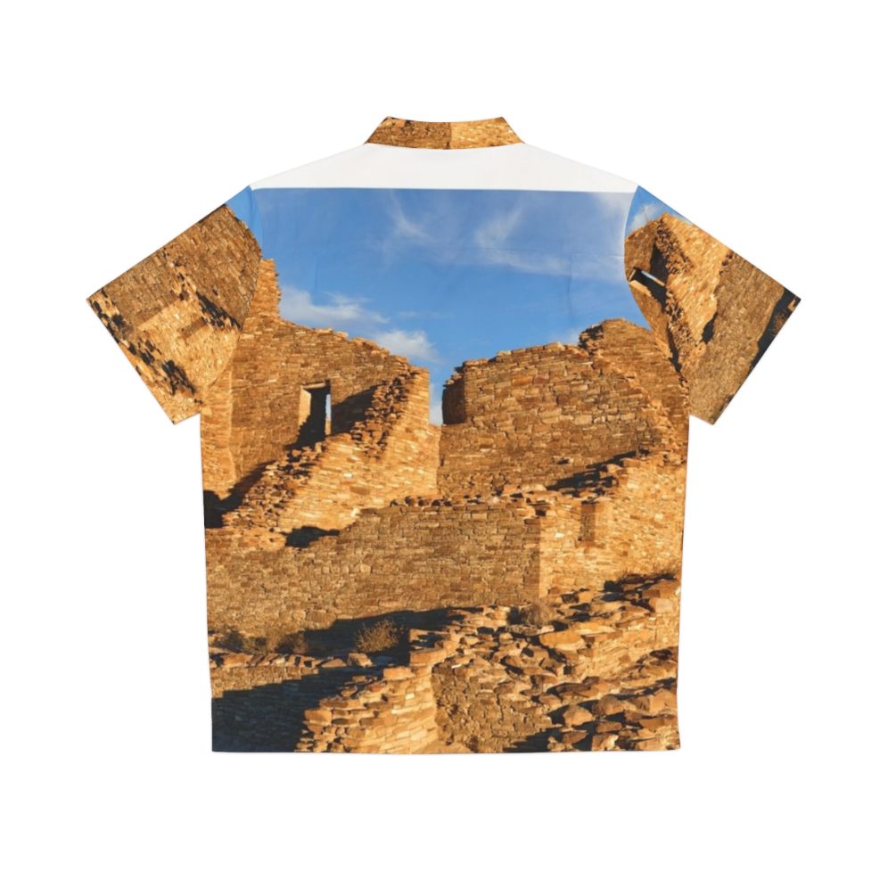 Anasazi Masonry Hawaiian Shirt with Chaco Canyon Imagery - Back