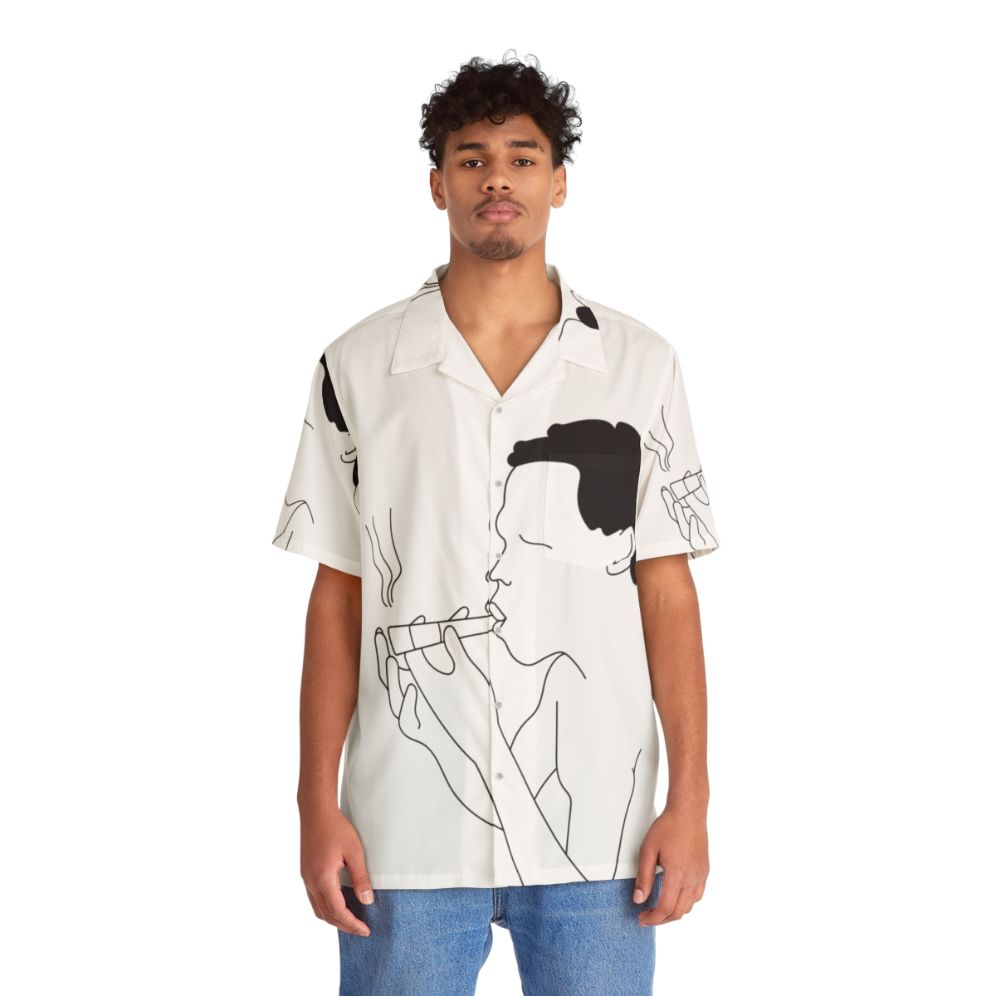 Bushman Hawaiian shirt with tribal smoke pattern design - People Front