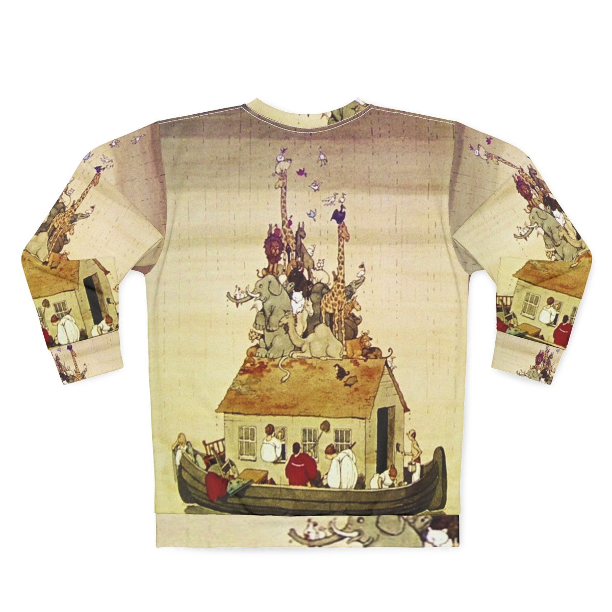 W Heath Robinson Noah's Ark Fantasy Art Sweatshirt - Back