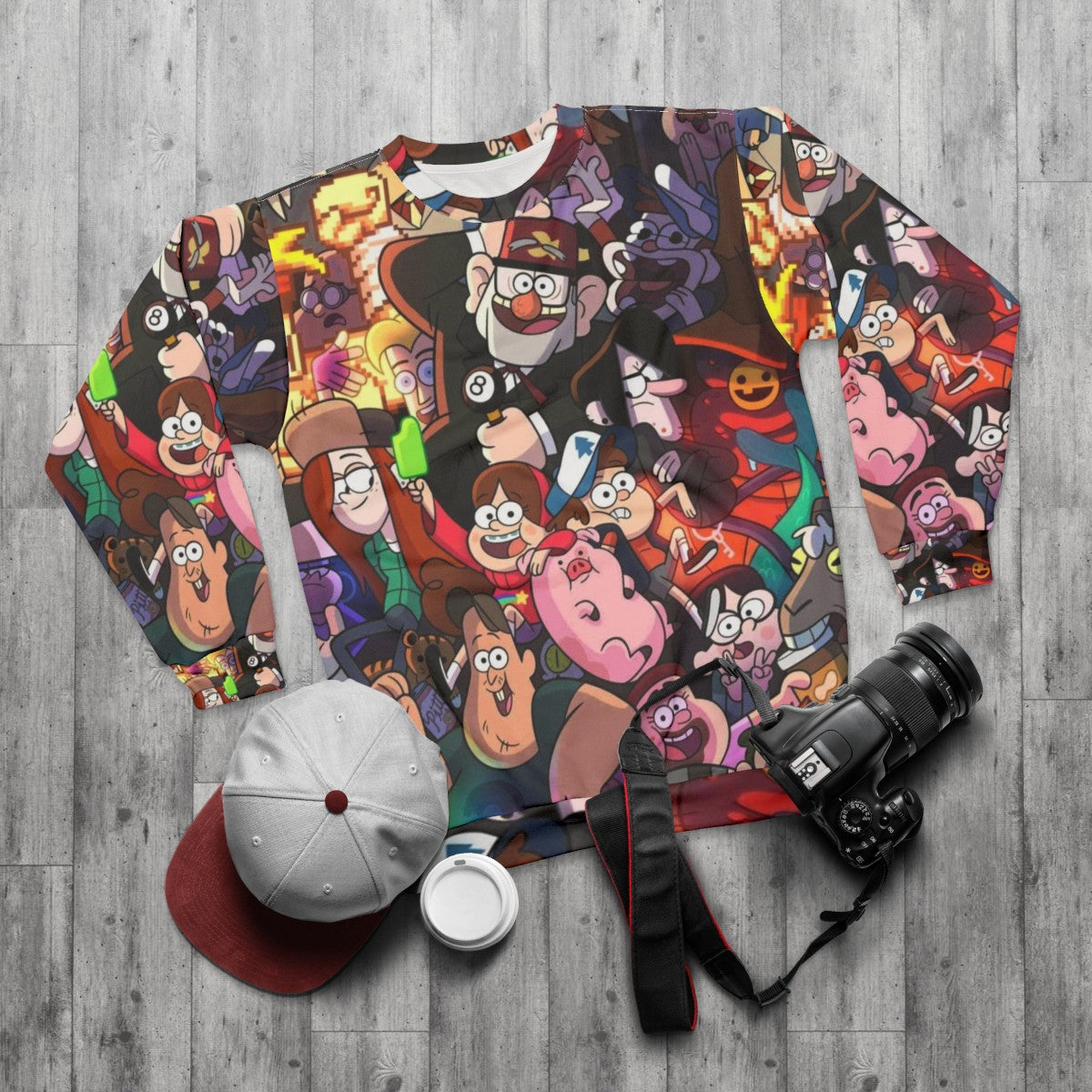 Gravity Falls cartoon sweatshirt - flat lay