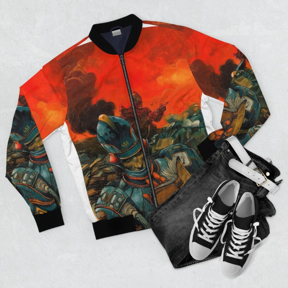 Enki Bilal-inspired French Art Bomber Jacket - Flat lay