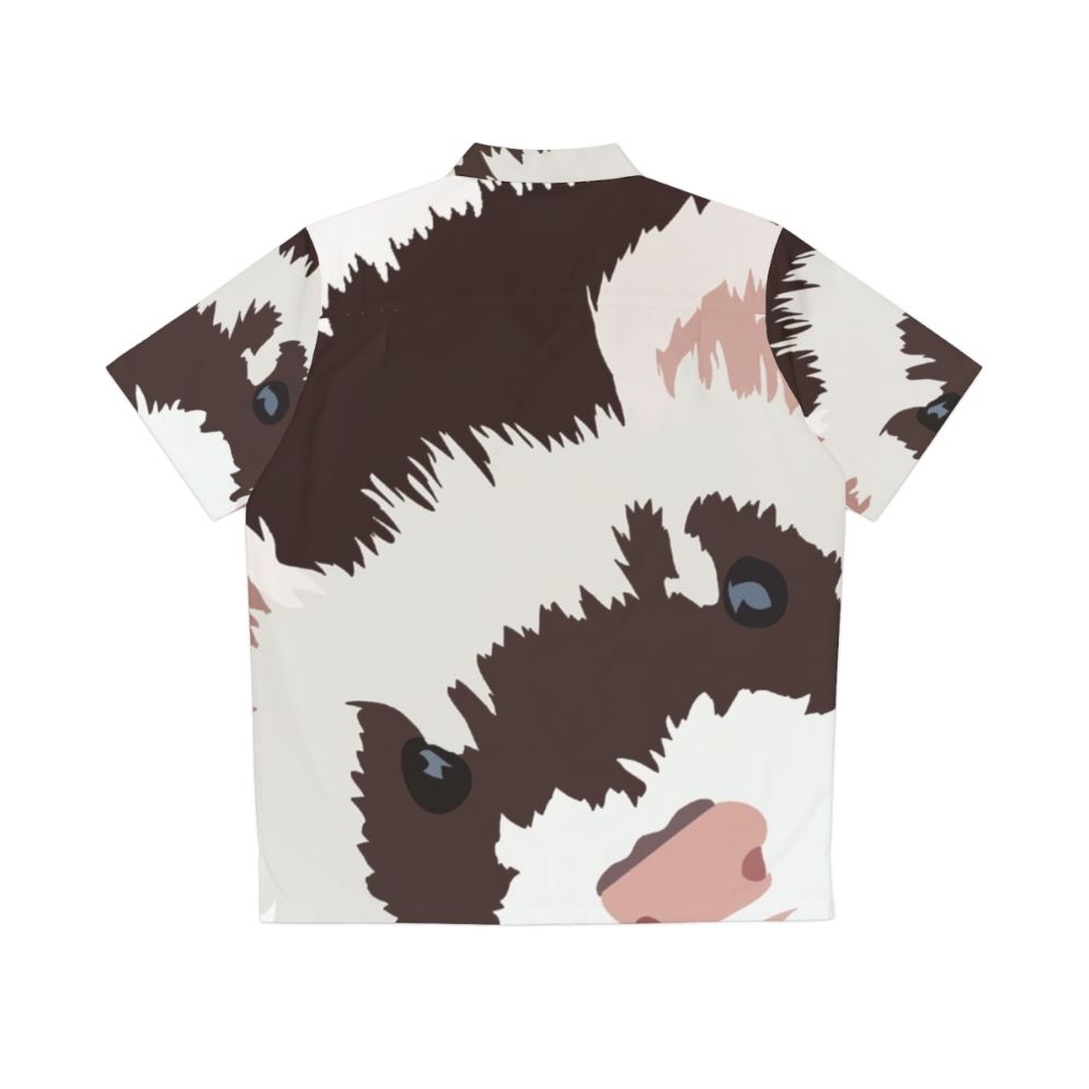 Ferret Head Hawaiian Shirt with Tropical Pattern - Back