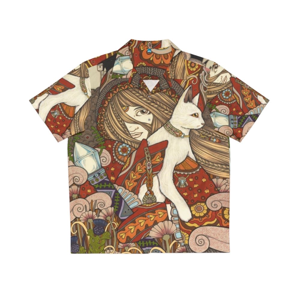 Mystical Visionary Hawaiian Shirt with Ace of Wands Tarot Imagery