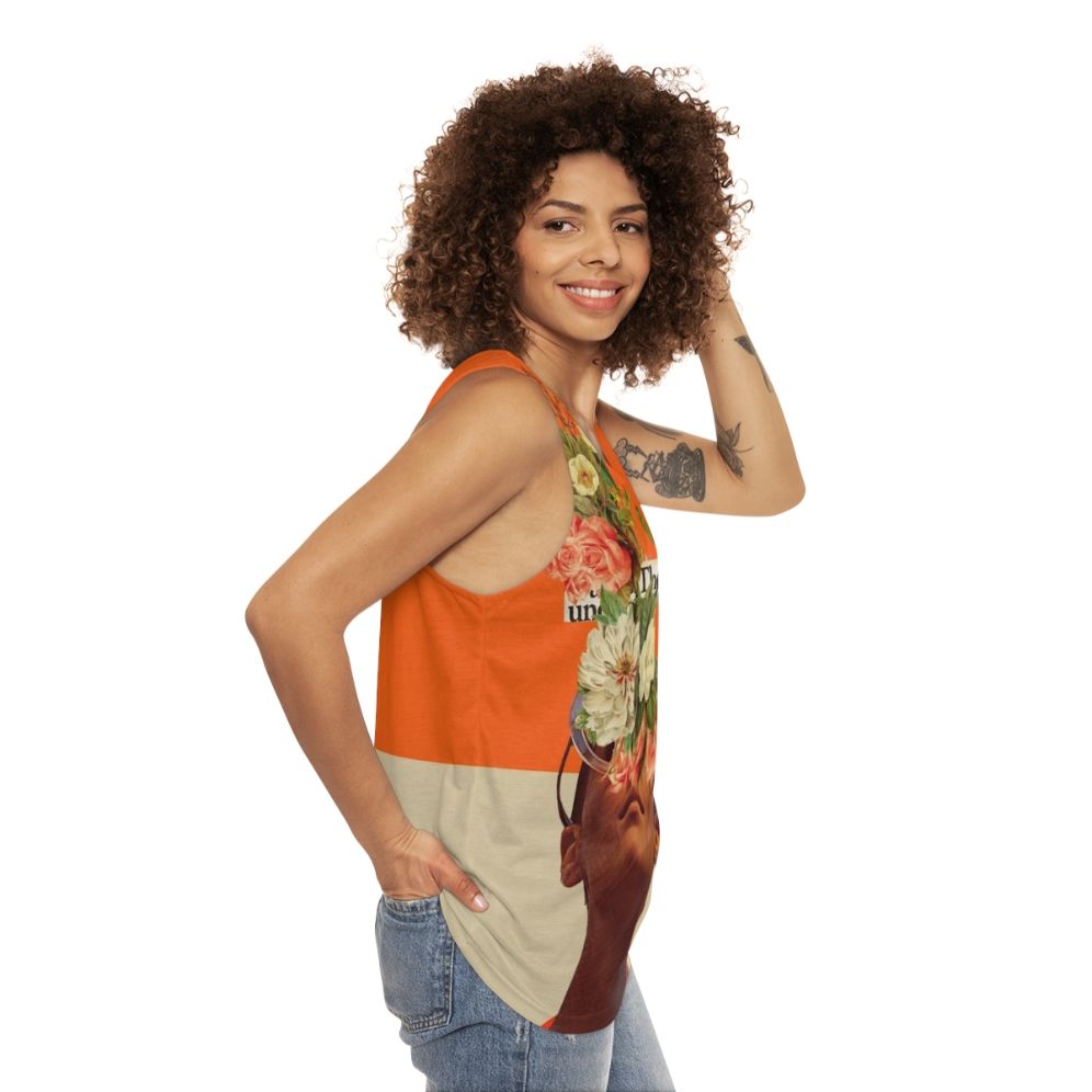 Unexpected vintage floral unisex tank top - women side