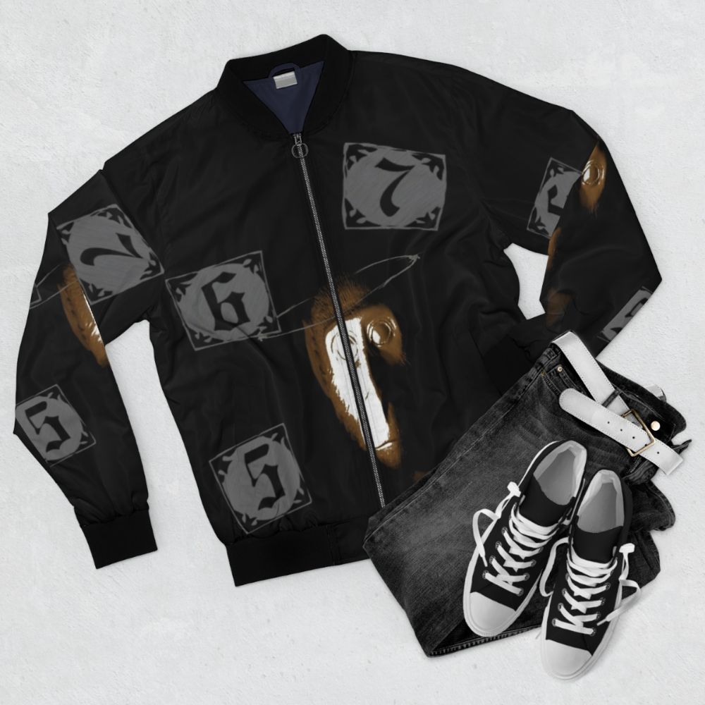 Pixies "Monkey Gone to Heaven" Bomber Jacket with Alternative Rock Inspired Design - Flat lay