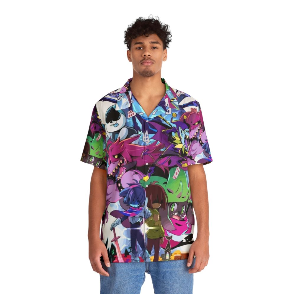 Deltarune Adventure Hawaiian Shirt with Vibrant Gaming Inspired Design - People Front