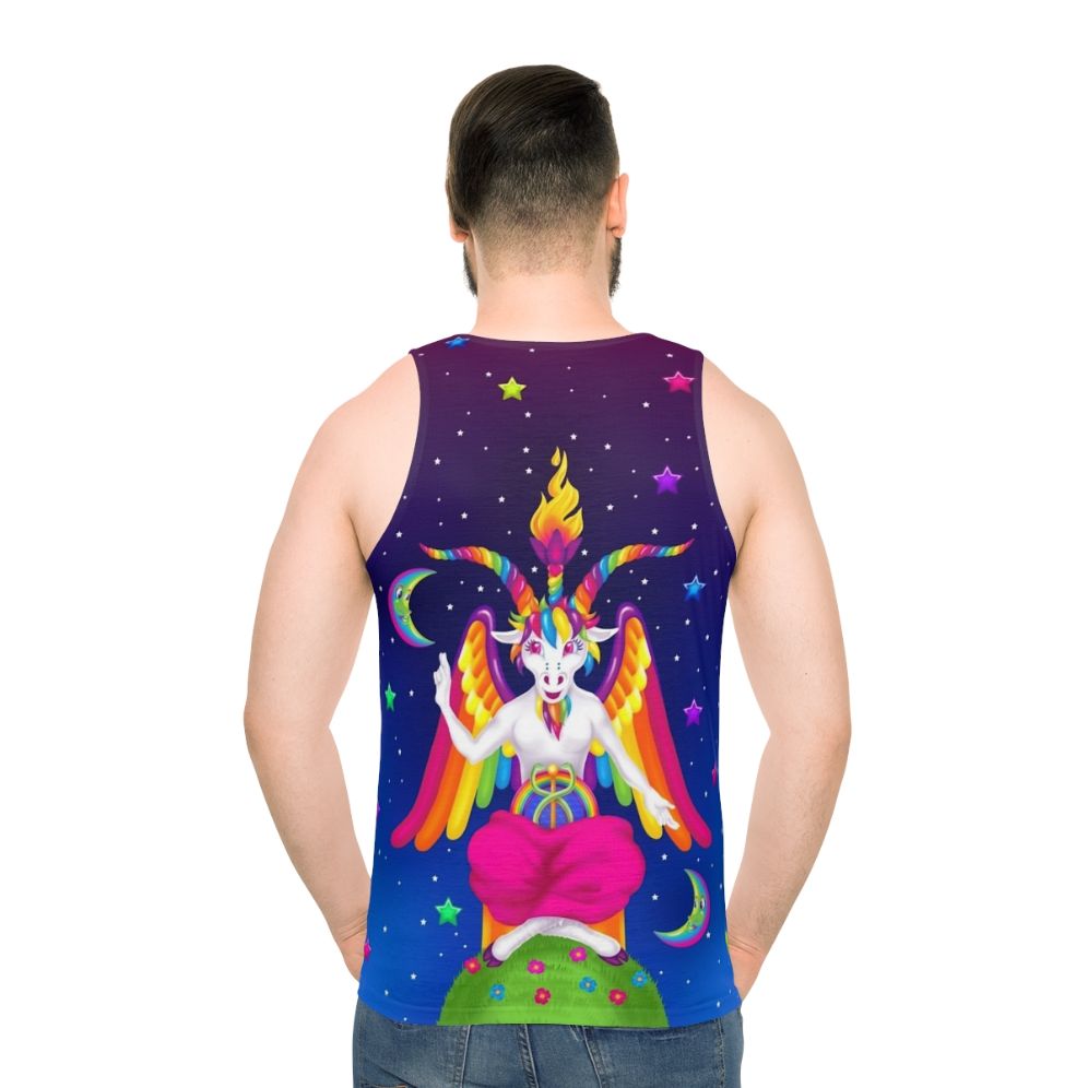 1990s neon rainbow baphomet unisex tank top - men back