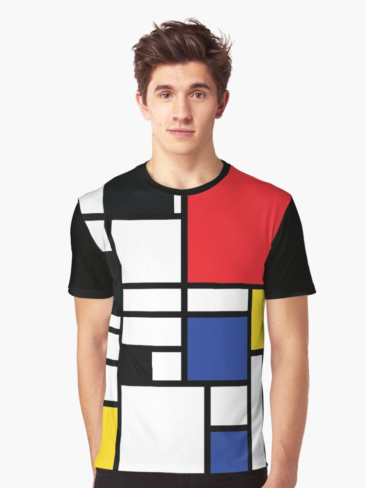 Piet Mondrian inspired De Stijl graphic t-shirt with primary colors - Men