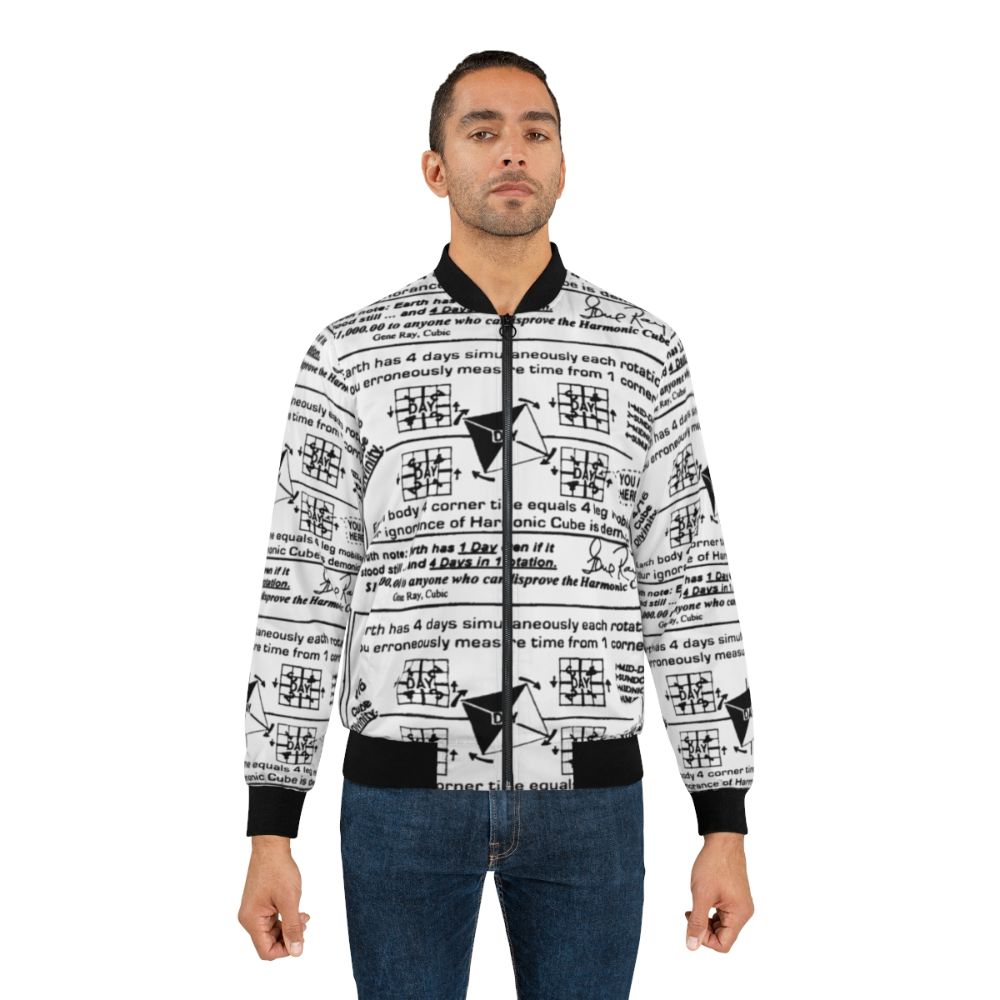 Time Cube Bomber Jacket with Unique Geometric Design - Lifestyle