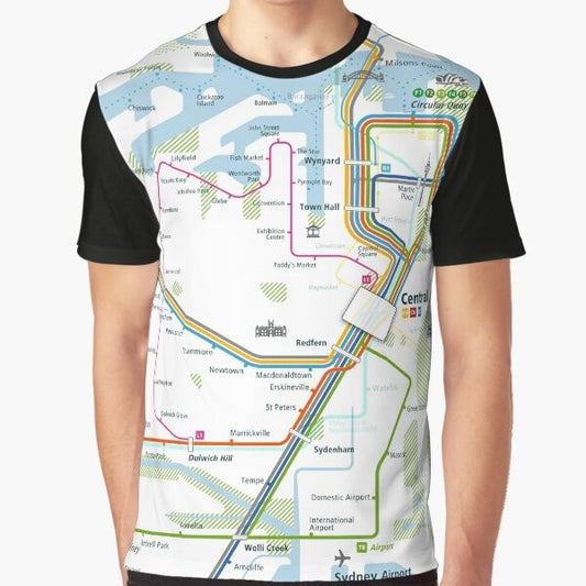 Sydney city map graphic print t-shirt