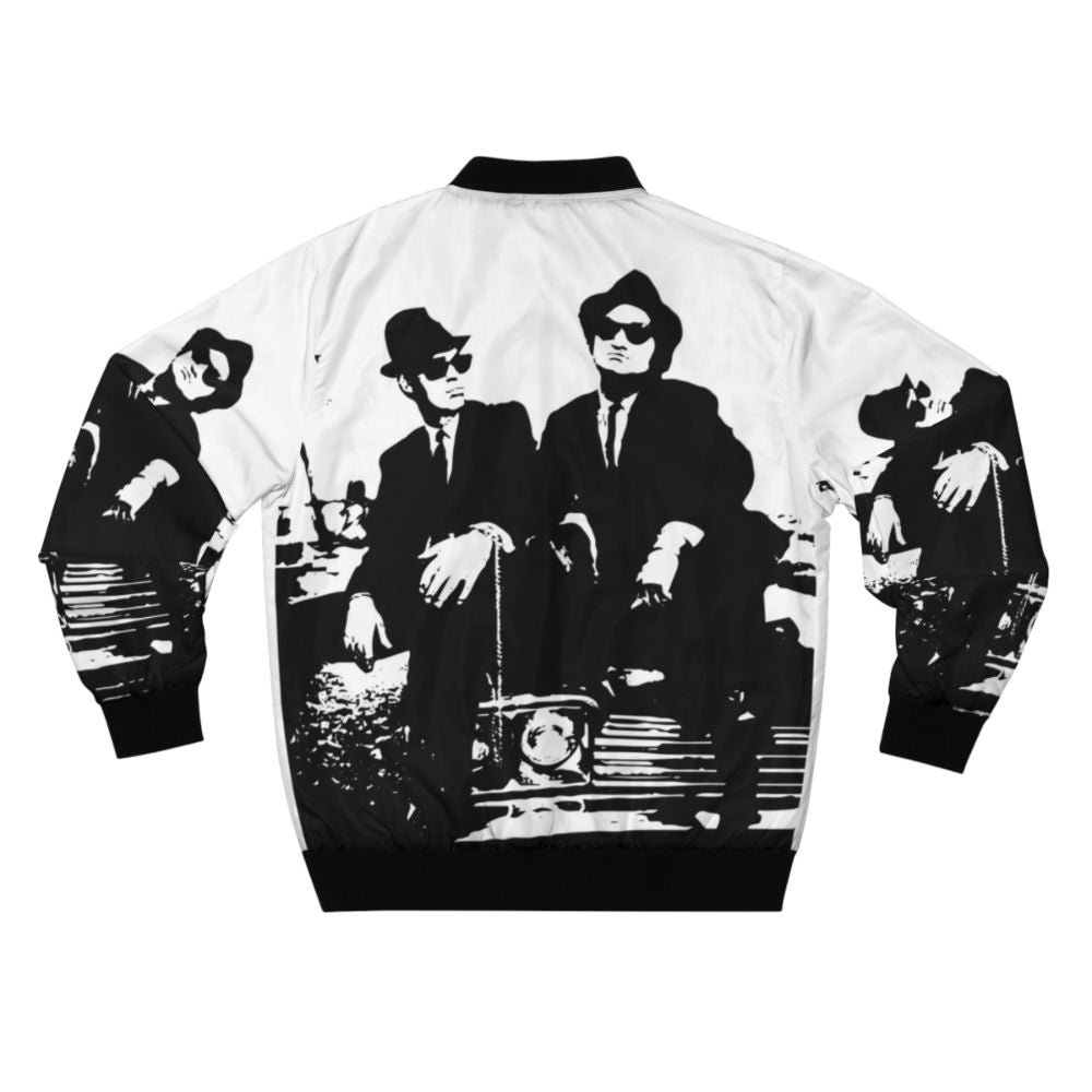 Vintage-style bomber jacket inspired by the Blues Brothers movie, featuring the iconic look - Back