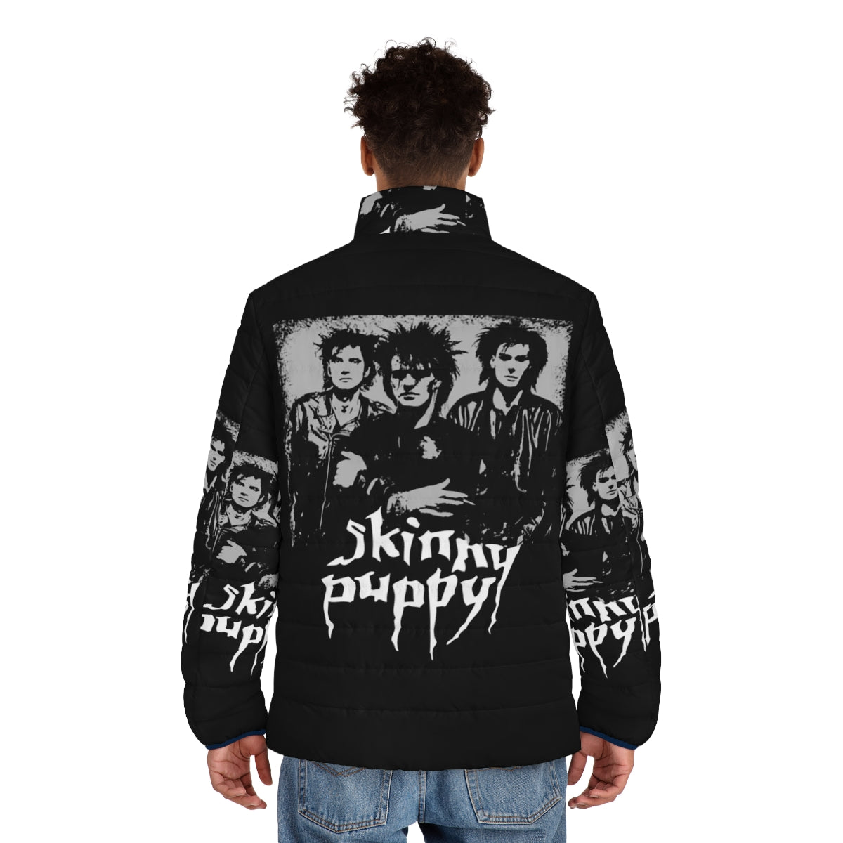 Skinny Puppy Puffer Jacket in Dark, Gothic, and Industrial Style - men back