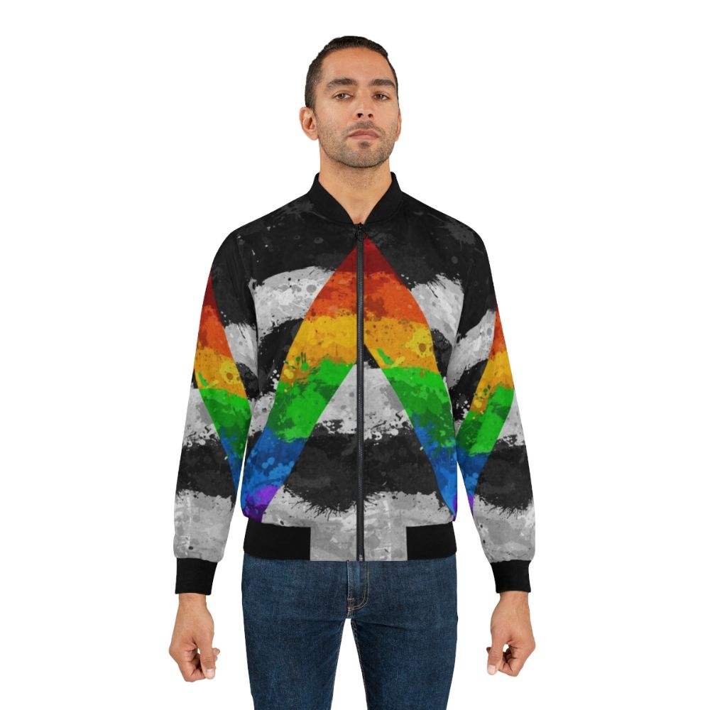 Abstract LGBT Ally Pride Flag Pattern Bomber Jacket - Lifestyle