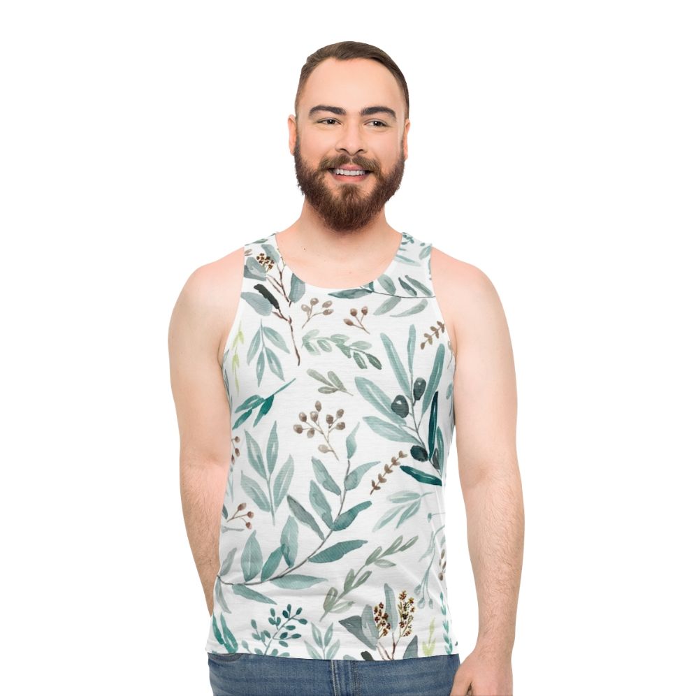 Boho Eucalyptus Leaves Unisex Tank Top - men