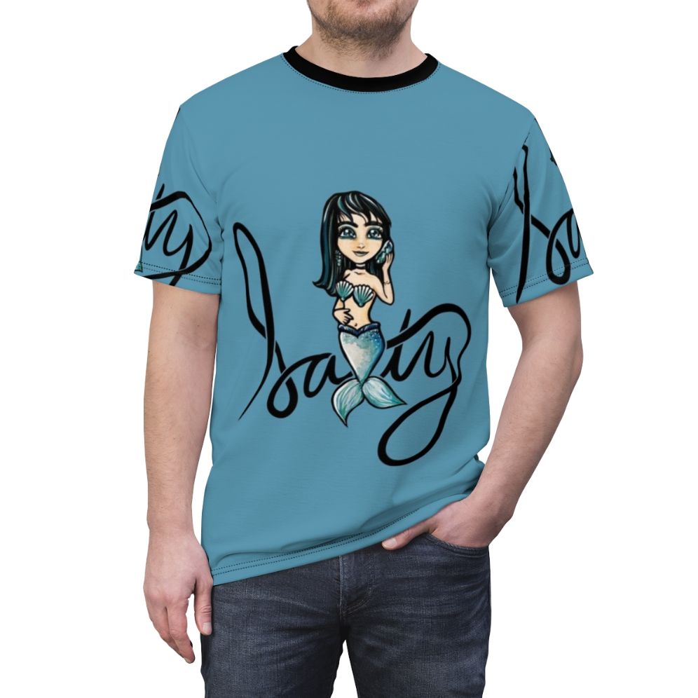 Salty mermaid design on a high-quality t-shirt - men front