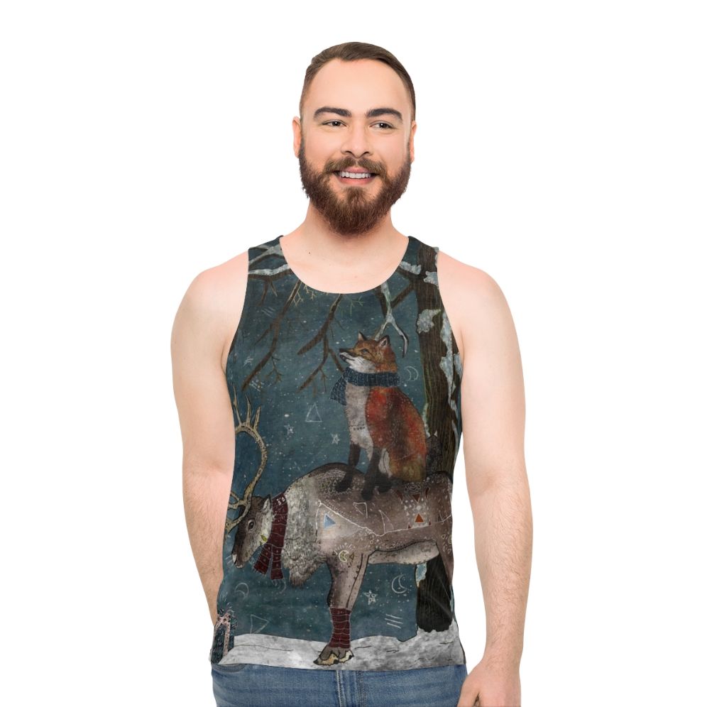 Unisex winter tank top with whimsical nature-inspired design - men