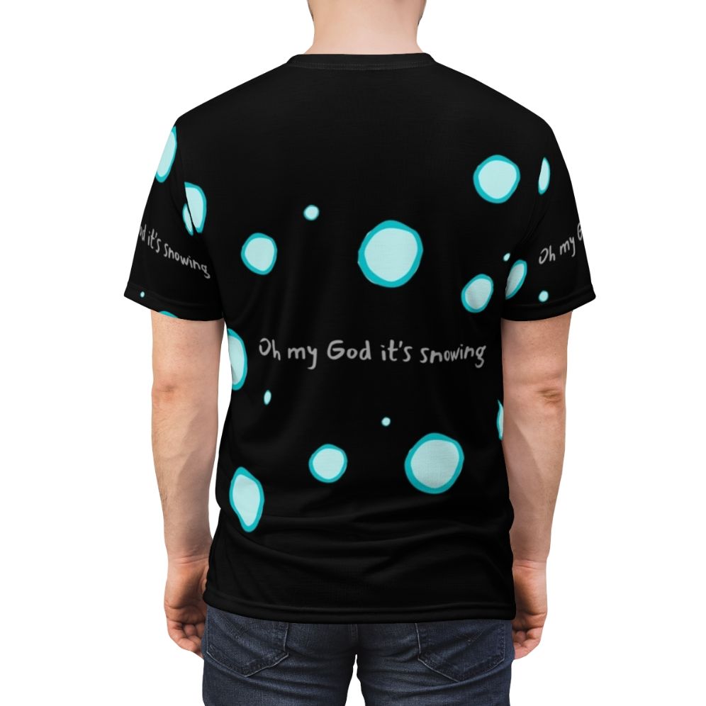 Heartstopper inspired all-over-print t-shirt featuring the "Oh My God, It's Snowing" design - men back