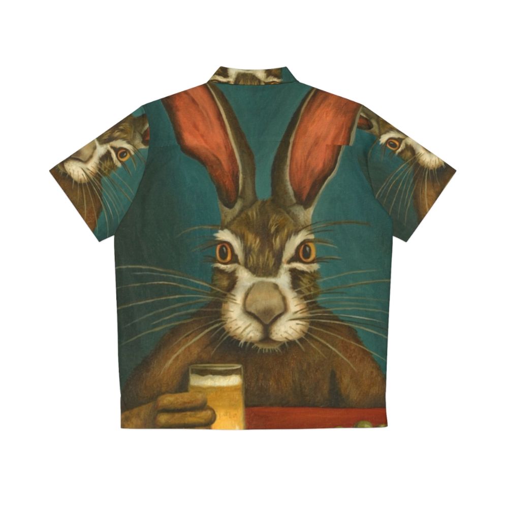 Bunny Hops Hawaiian Shirt with Bunnies, Olives, and Beer Imagery - Back