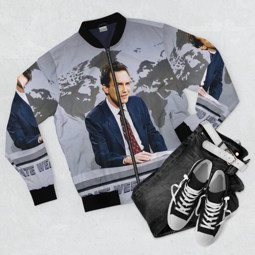 Norm Macdonald Saturday Night Live Weekend Update Bomber Jacket - Flat lay