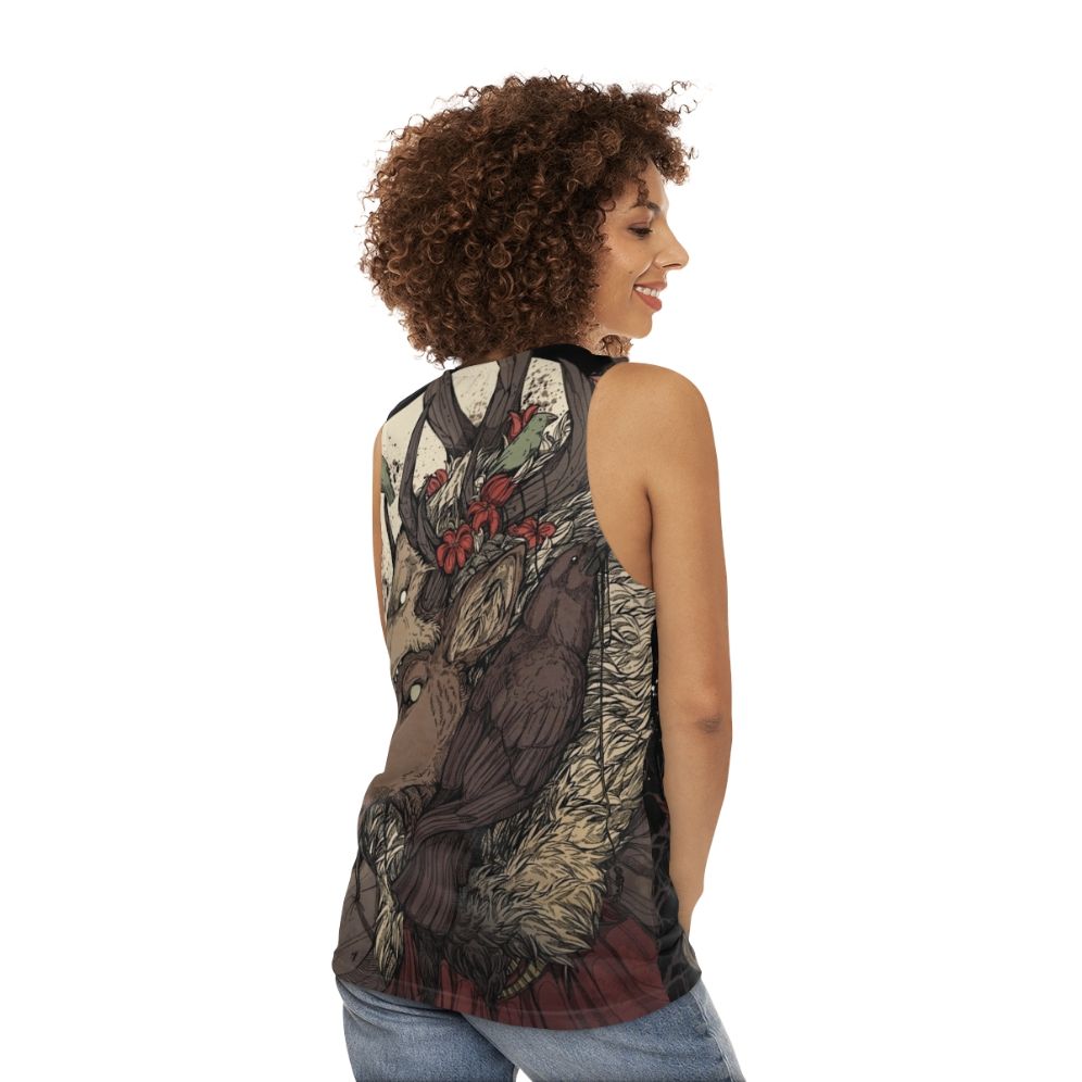 Unisex Elk King Animal Print Tank Top - women back