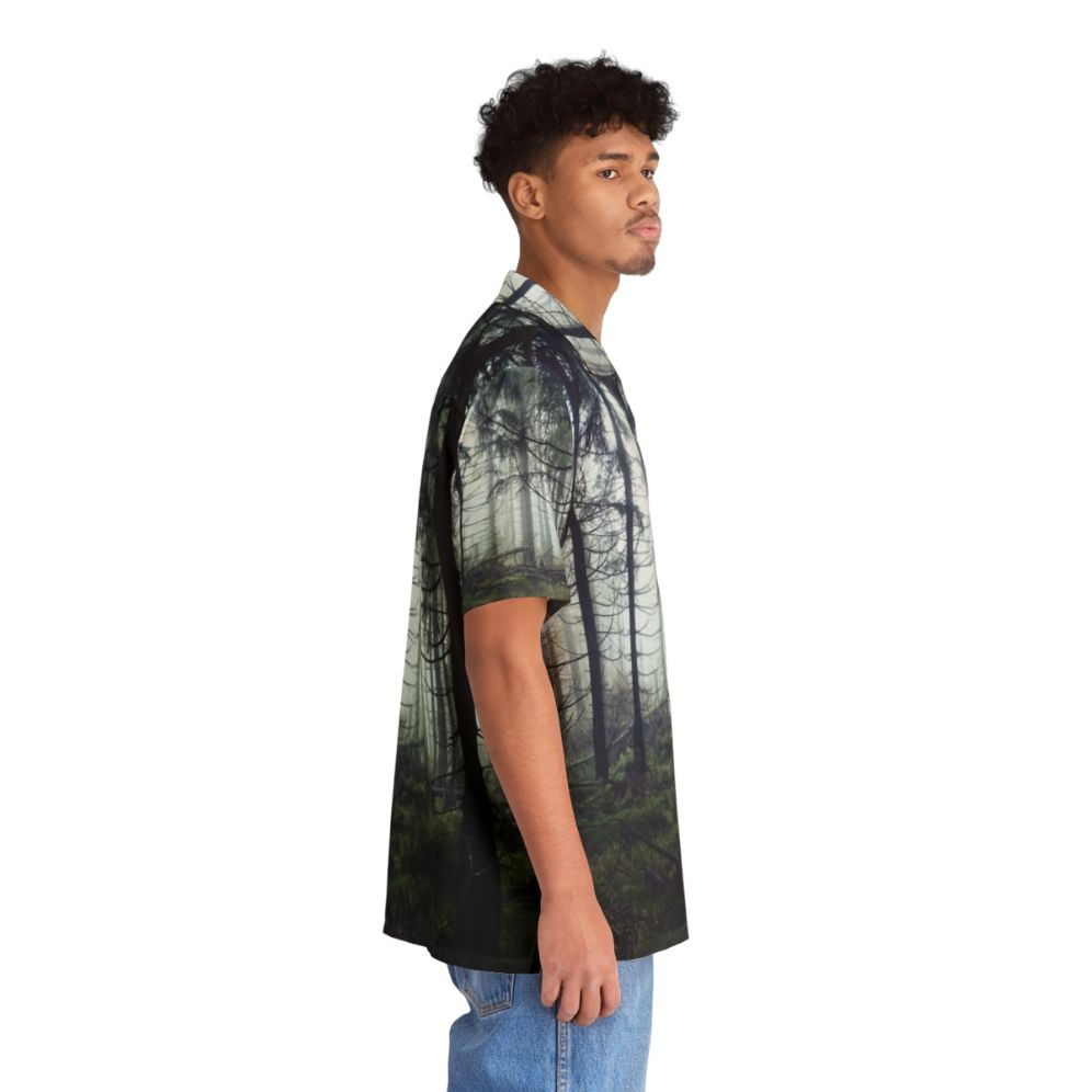 Enchanting forest Hawaiian shirt featuring a misty, nature-inspired landscape - People Pight