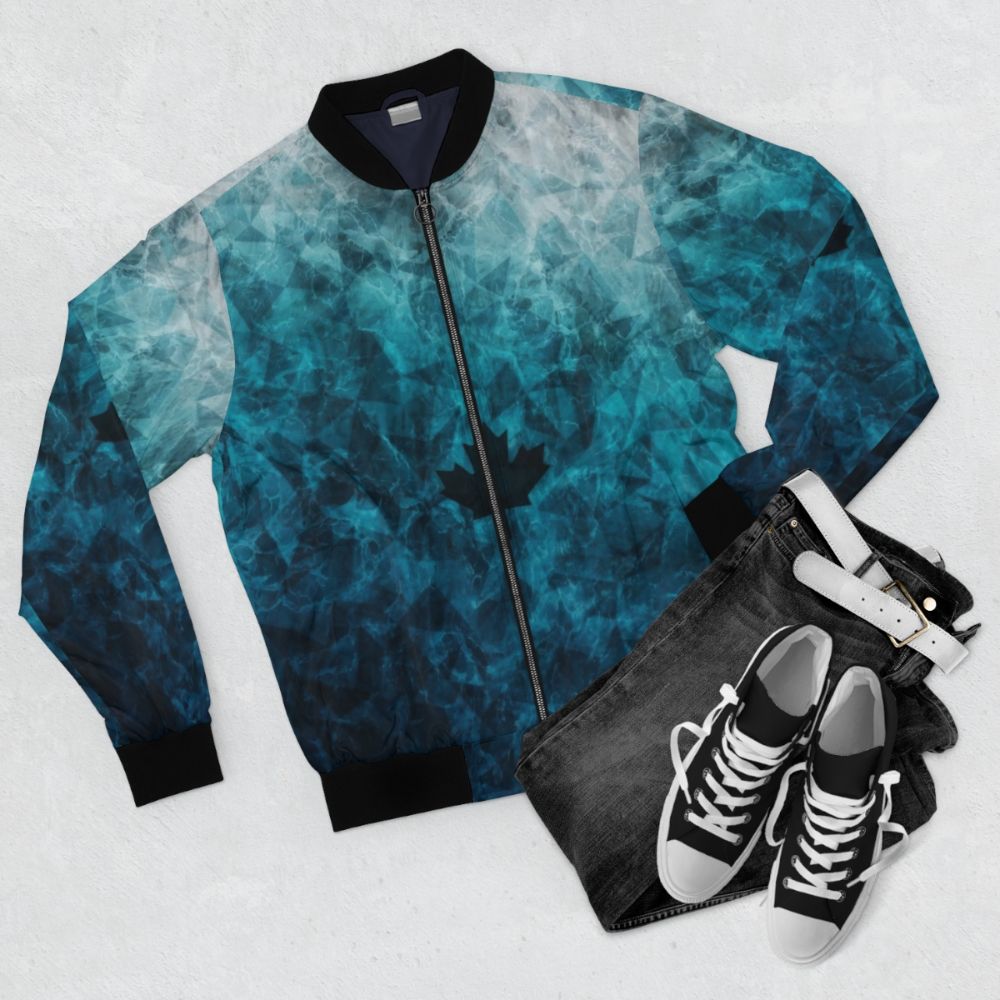 Tactical black ice bomber jacket with JTF2 pattern - Flat lay