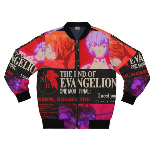 Evangelion inspired bomber jacket with Neon Genesis Evangelion graphics