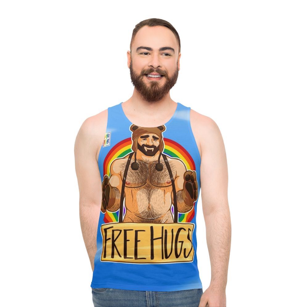 Gay Pride Unisex Tank Top with Bear Graphic - men