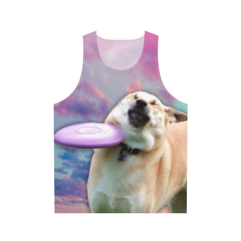 Doge frisbee vaporwave unisex tank top